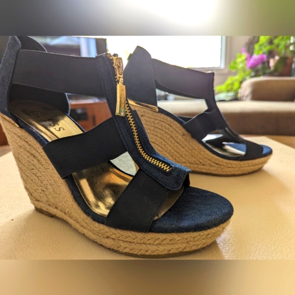 Guess Wedge Sandals in Denim Size 7